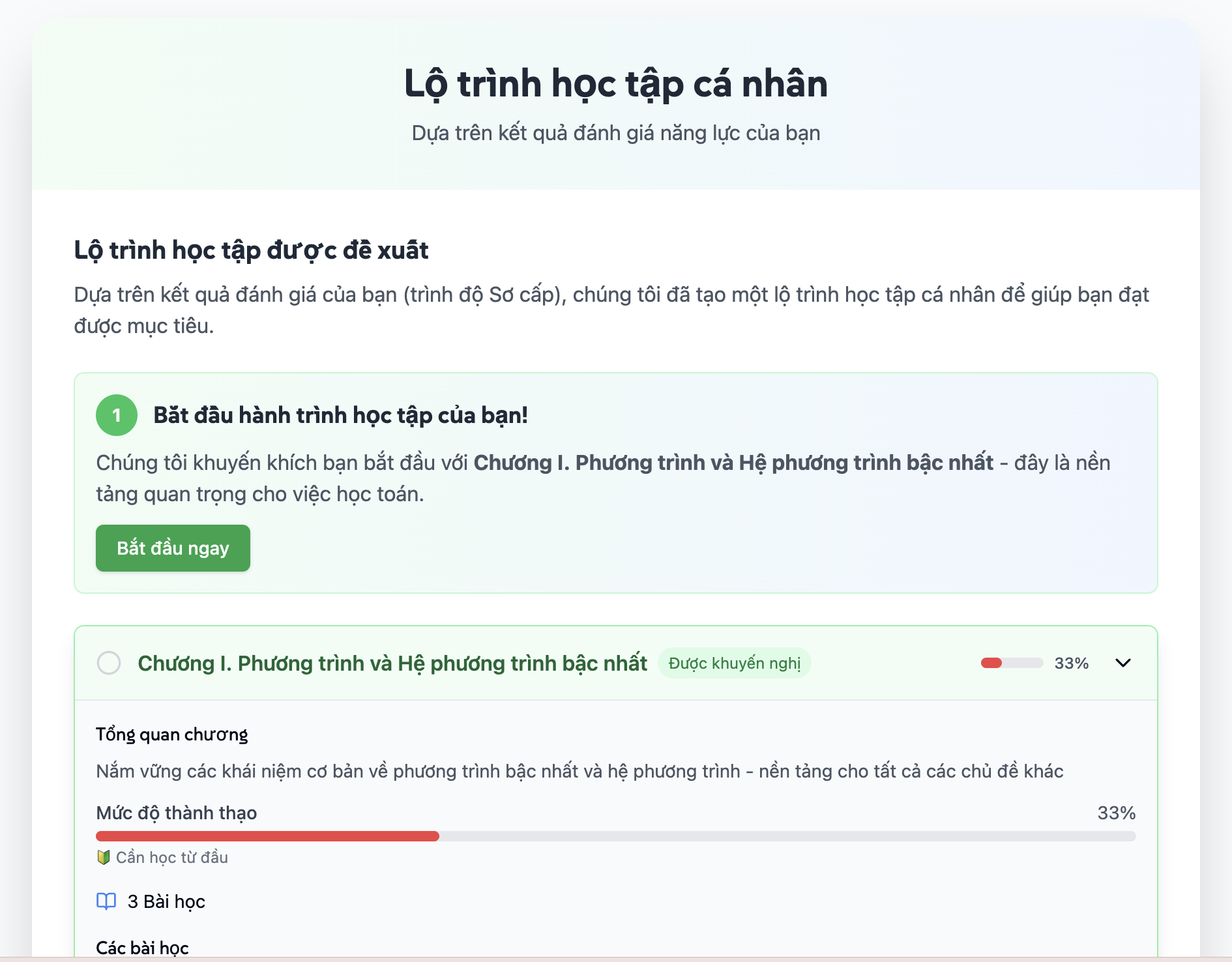 Lộ trình học tập cá nhân hóa